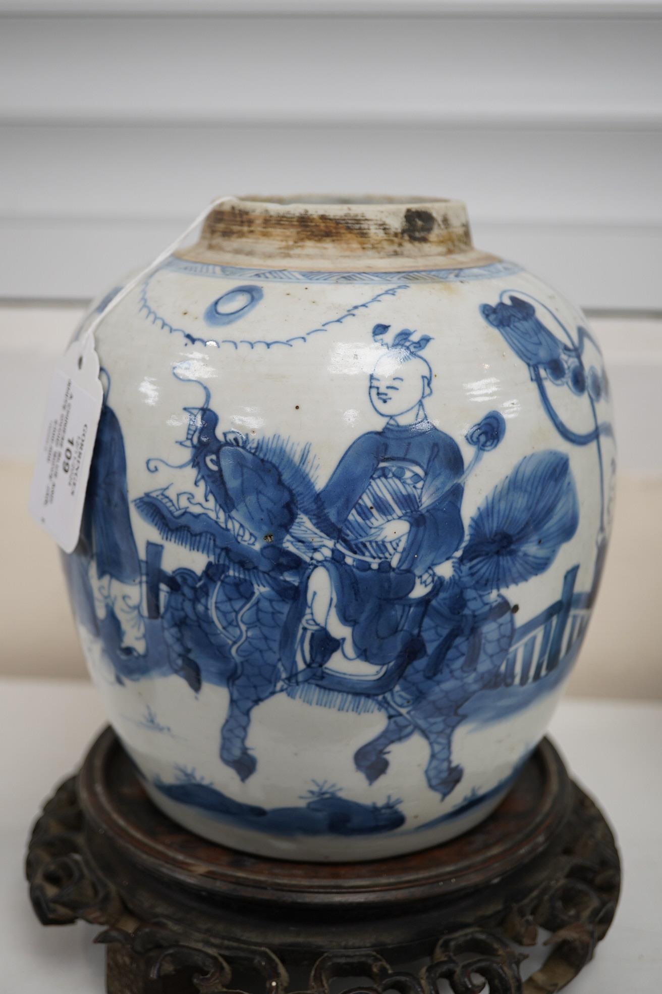 A Chinese blue and white ovoid ‘boys’ jar, Kangxi period